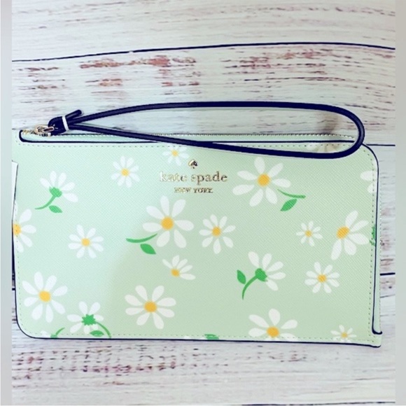 NWT Kate Spade Lucy Day Tripper Daisy floral Medium L-Zip Wristlet - Picture 4 of 6